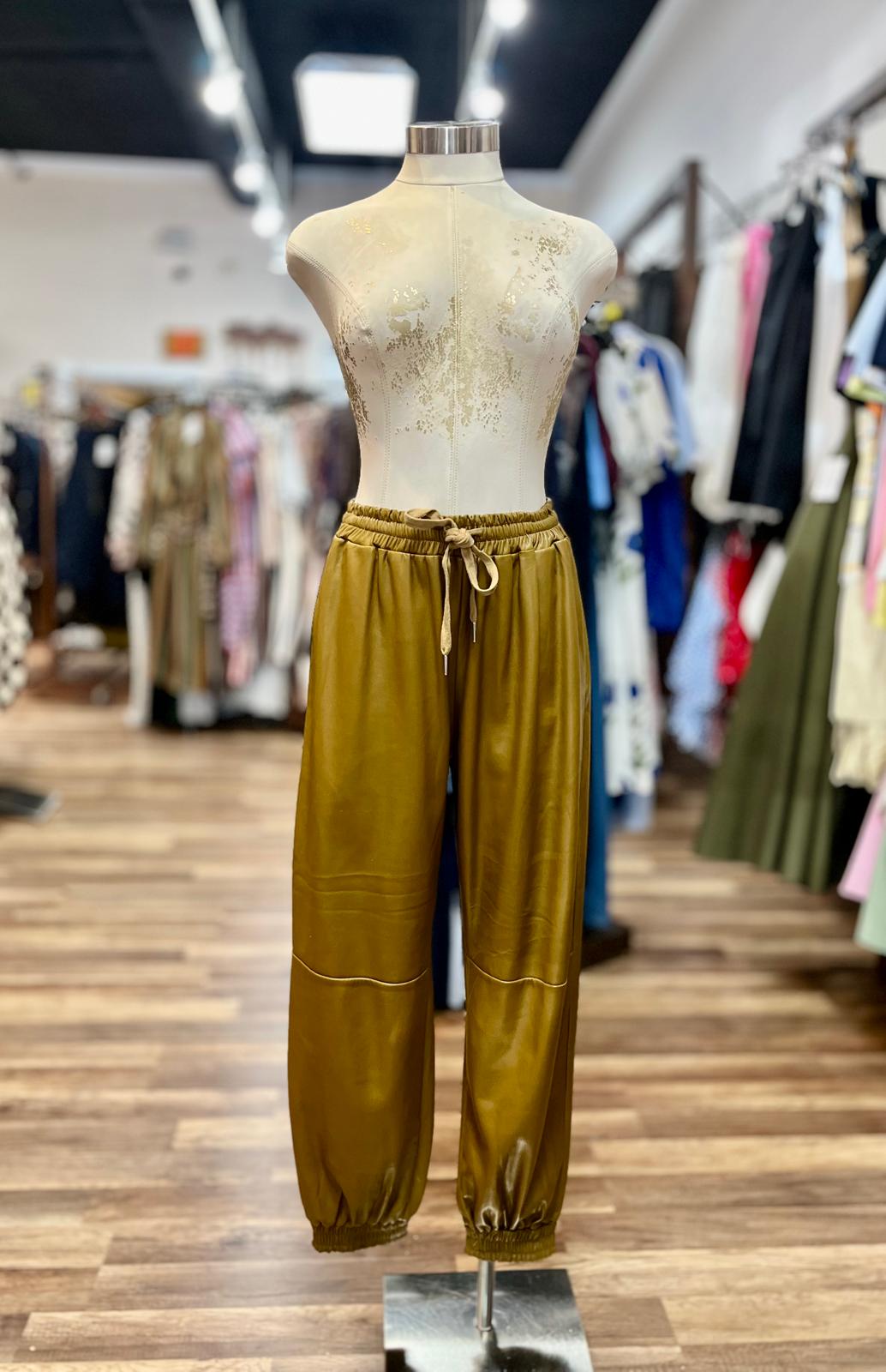 Faux Leather Jogger Pants