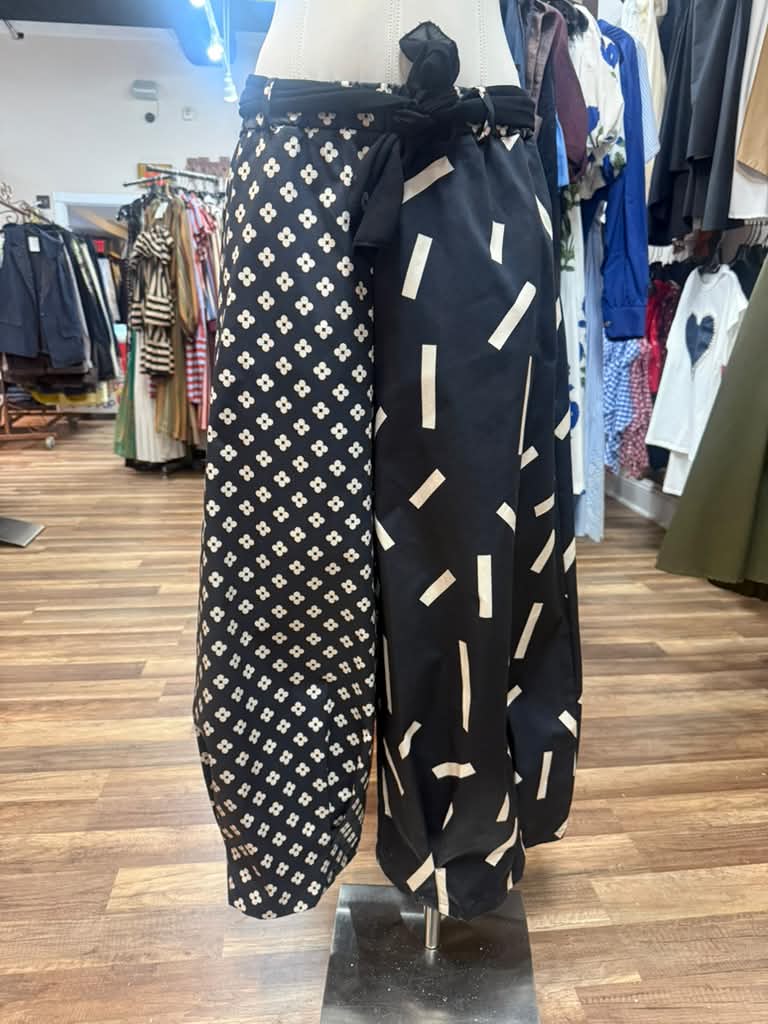 Mixed Print Wide Leg Pants