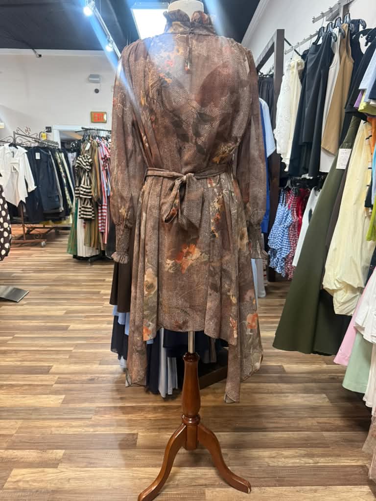 Ruffle Neck Floral Dress