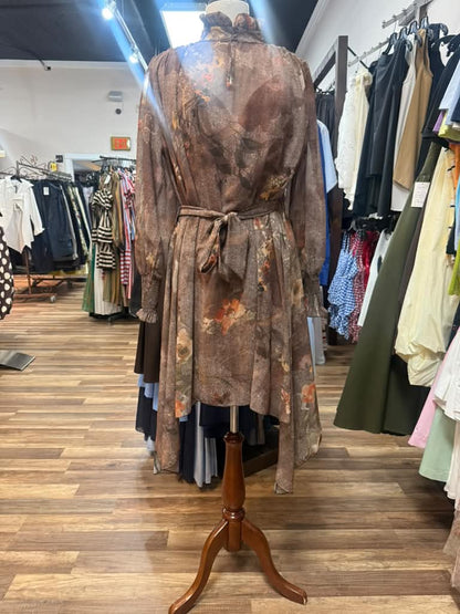 Ruffle Neck Floral Dress