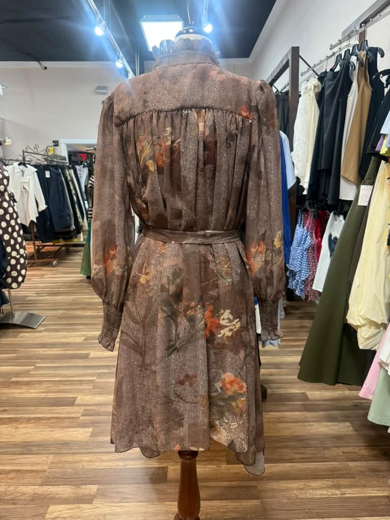 Ruffle Neck Floral Dress