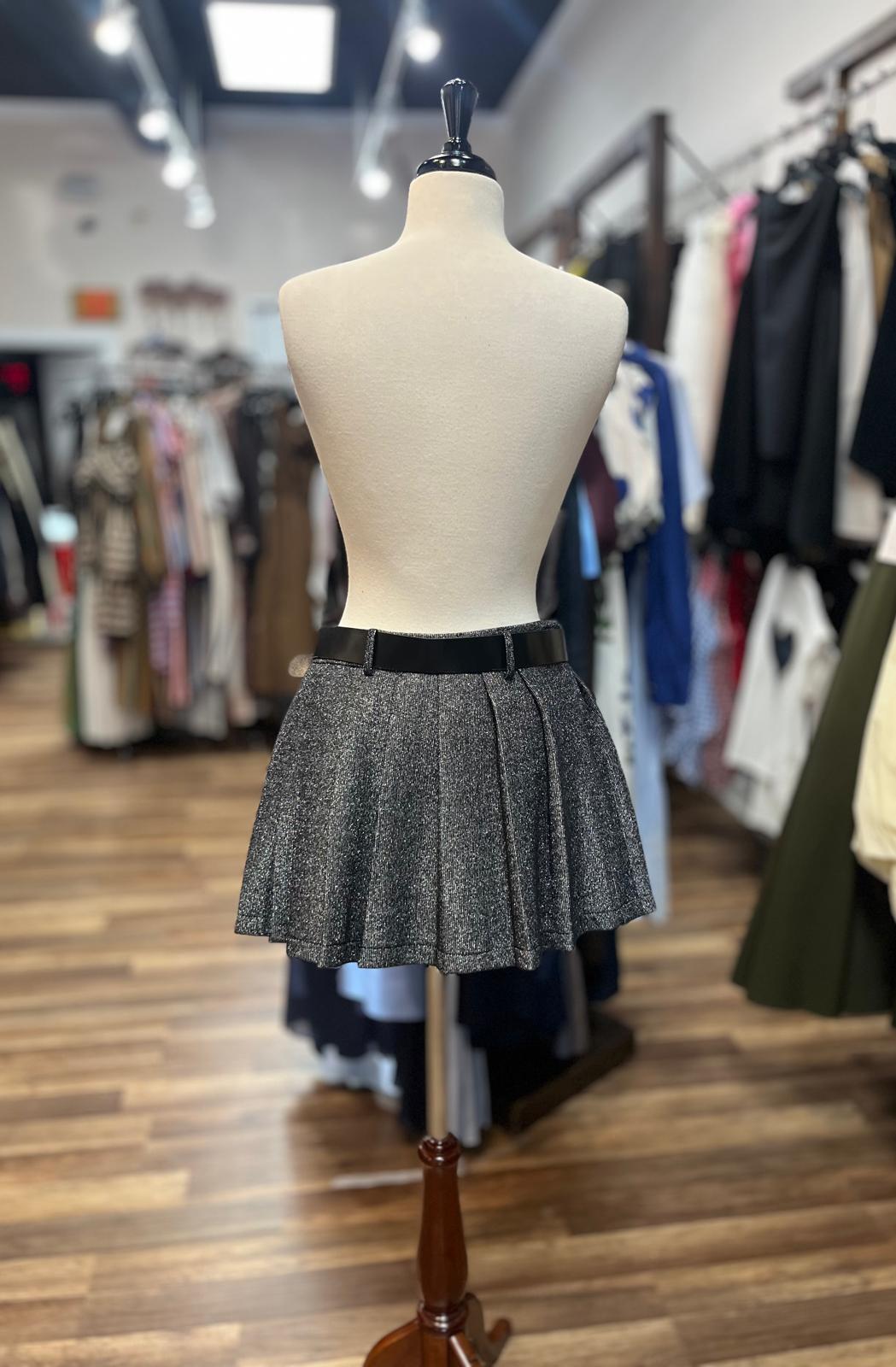 Glitter Pleated Mini Skirt