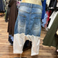 Patch Work Drop Crotch Jeans