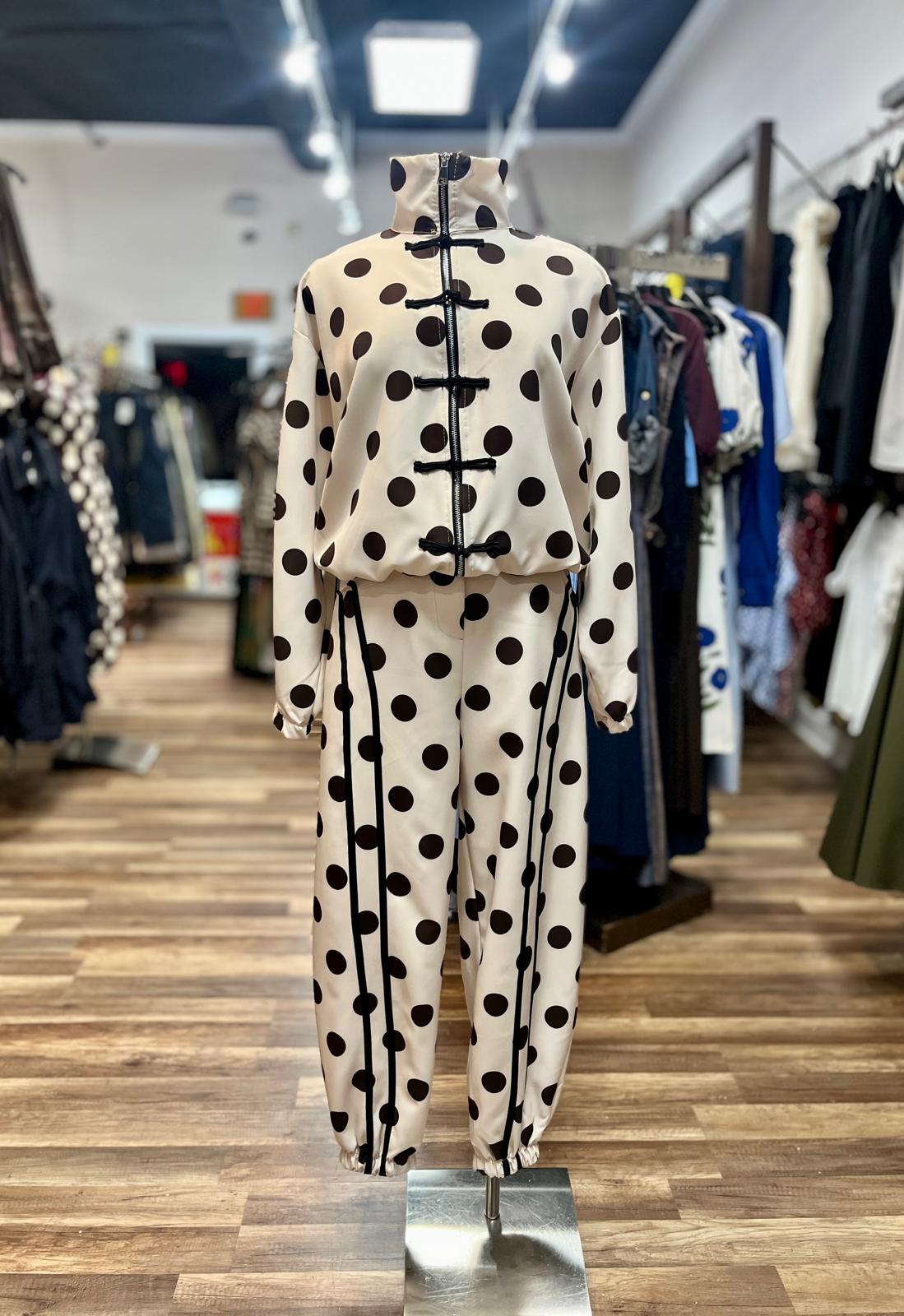 Polka Dot  Mandarin Collar Set