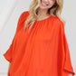 SOLID FLUTTER SLEEVE BLOUSE TOP