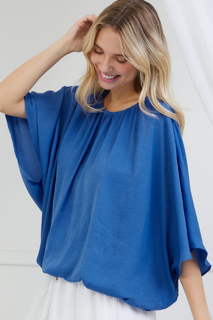 SOLID FLUTTER SLEEVE BLOUSE TOP