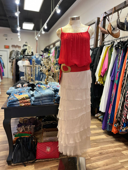 RED STRAPPY BLOUSE